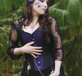 Black and purple gothic steampunk halter corset and butterfly skirt