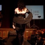 Red and black butterfly corset and velvet gown