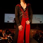 Red and black buckled men's gothic coat