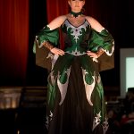 Serephina green silk corset with silver and black