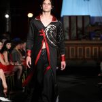Black and red mens coat with dragons
