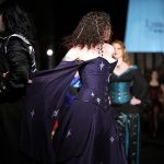 Blue corset and gown with stars and moon