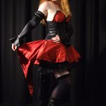 Black and red gothic dress and corset