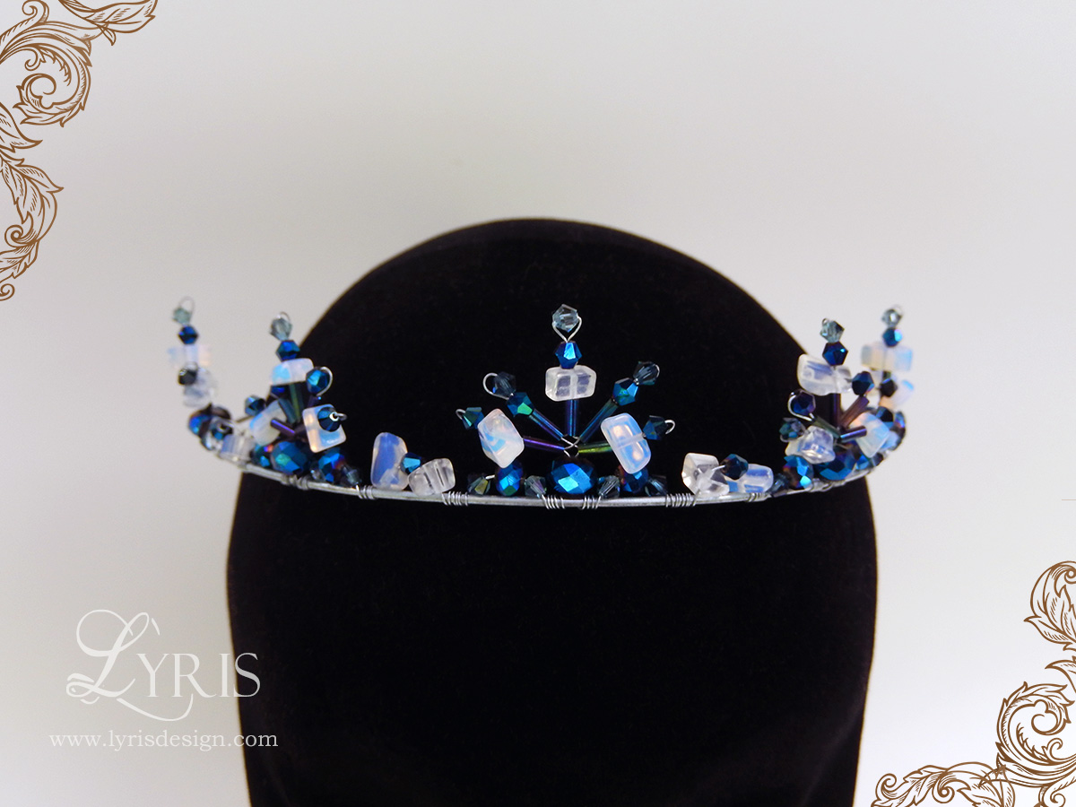 Moonstone and blue crystal crown