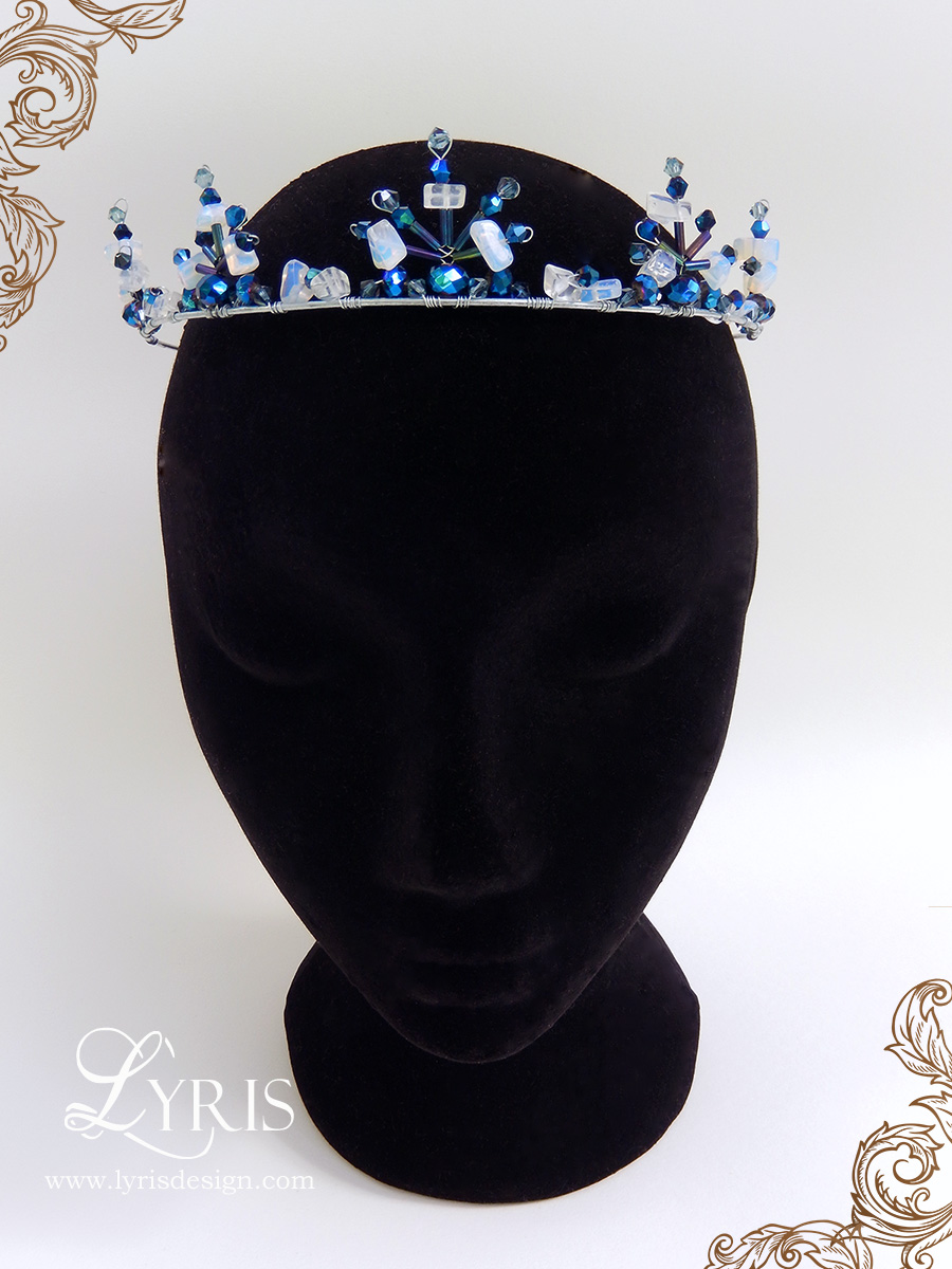 Moonstone and blue crystal crown