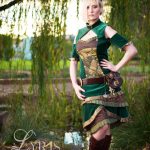 Heterodyne green and gold steampunk outfit