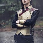 Gold silk and brown leather steampunk fantasy waistcoat