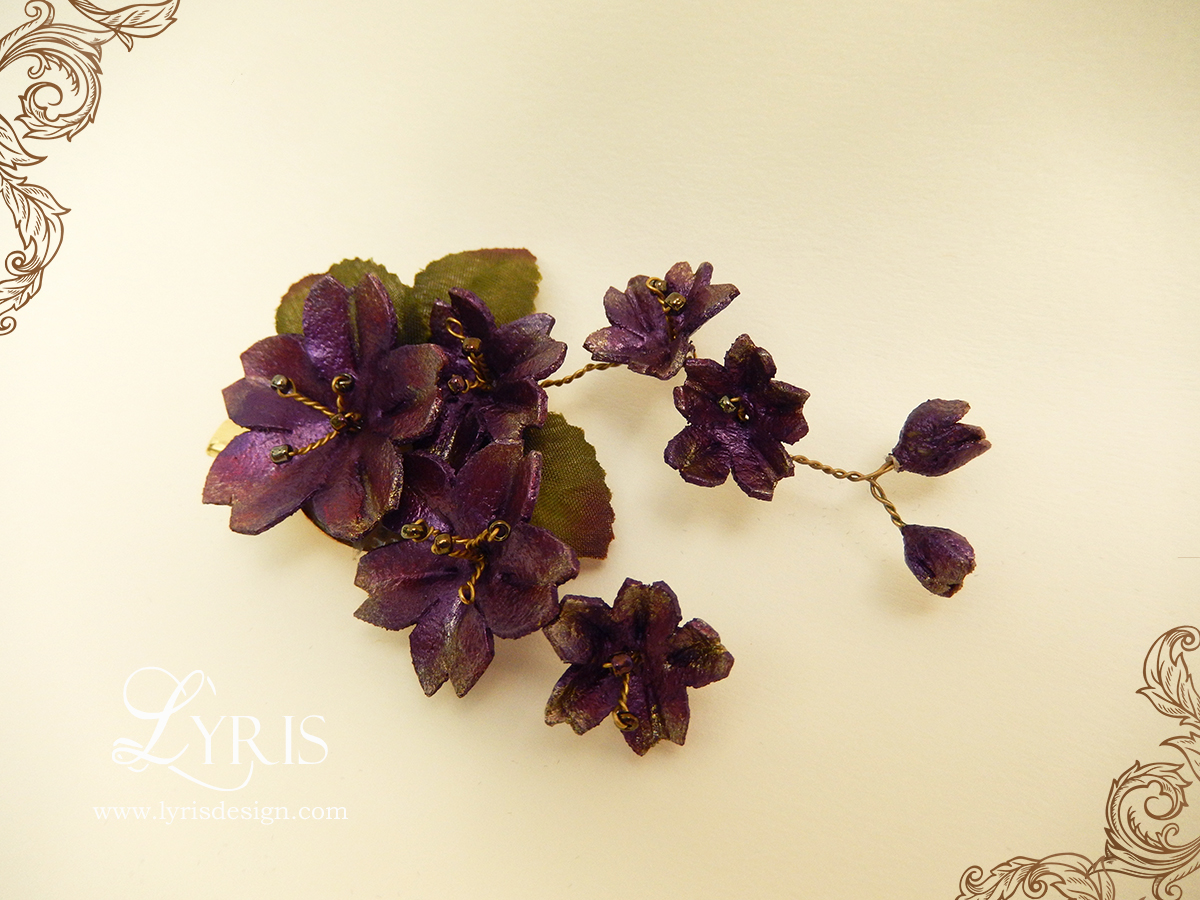 Burgundy flower hair clip