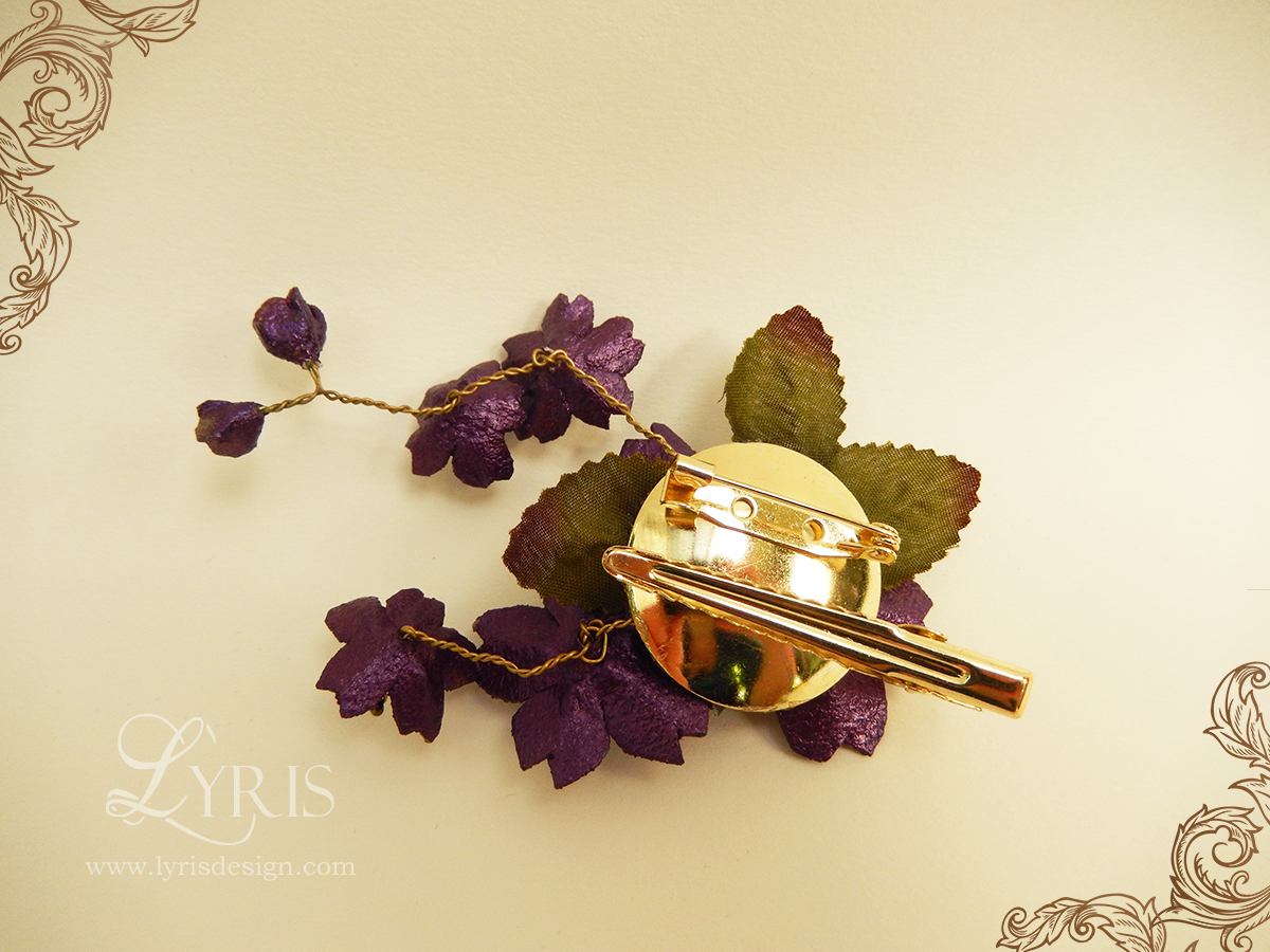 Burgundy flower hair clip