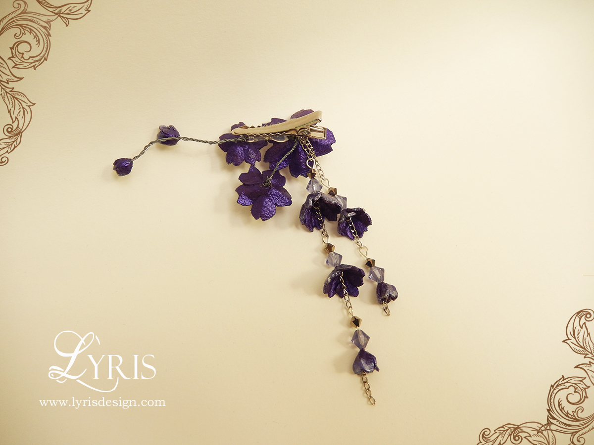 Purple Cherry Blossoms hair clip