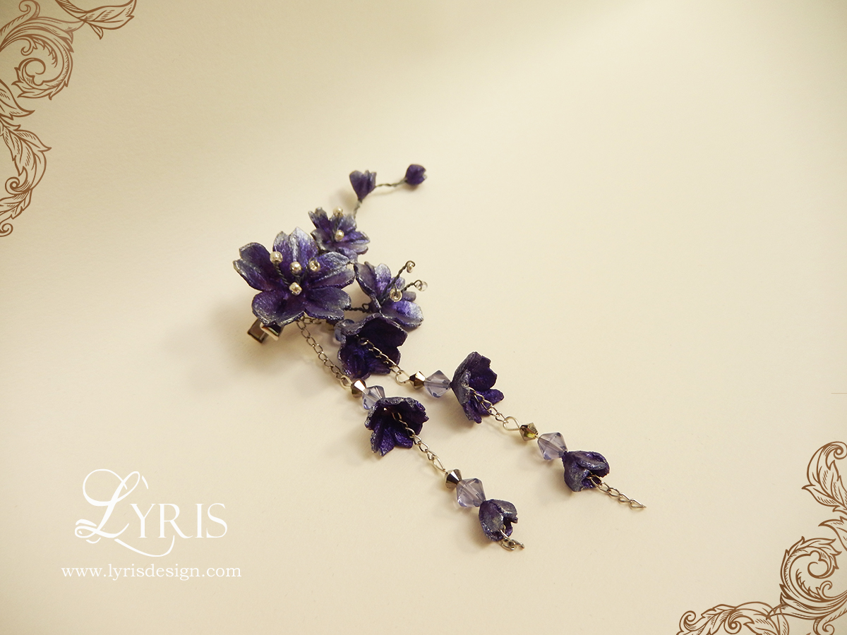Purple Cherry Blossoms hair clip