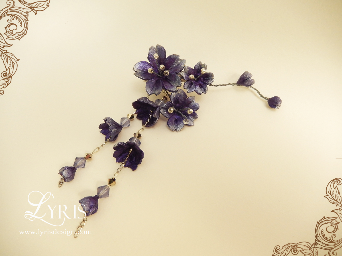 Purple Cherry Blossoms hair clip