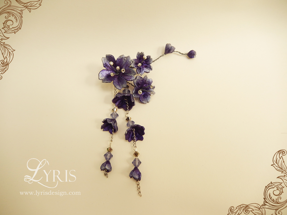 Purple Cherry Blossoms hair clip