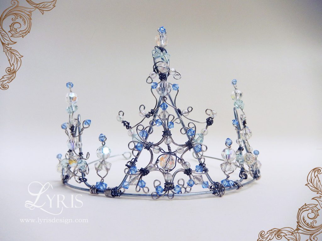 Blue and white crystal ice snow queen crown