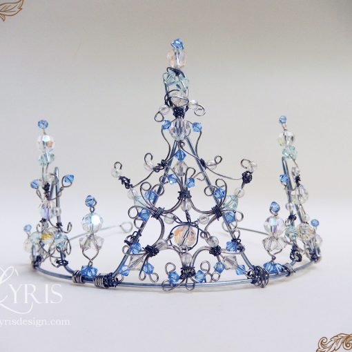 Blue and white crystal ice snow queen crown