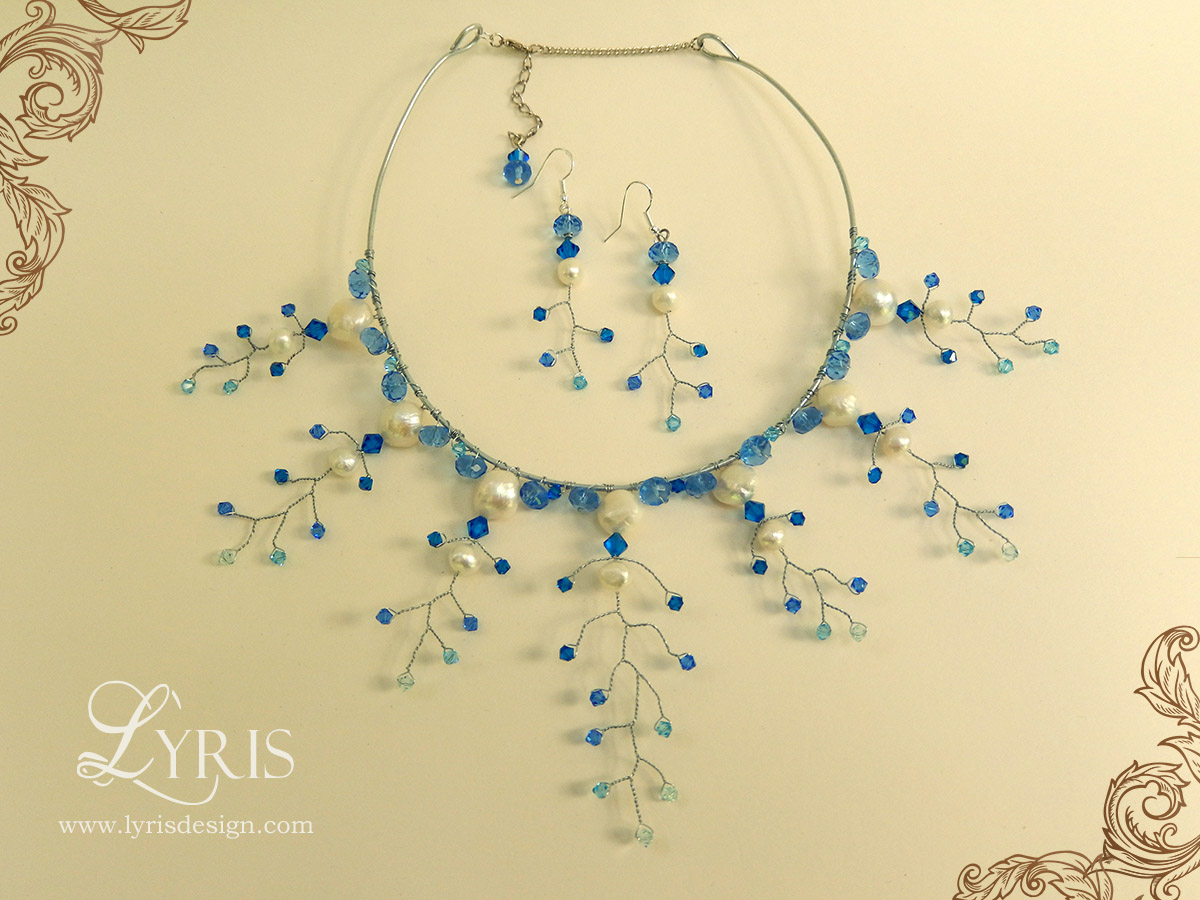 Seaspray pearl and crystal set