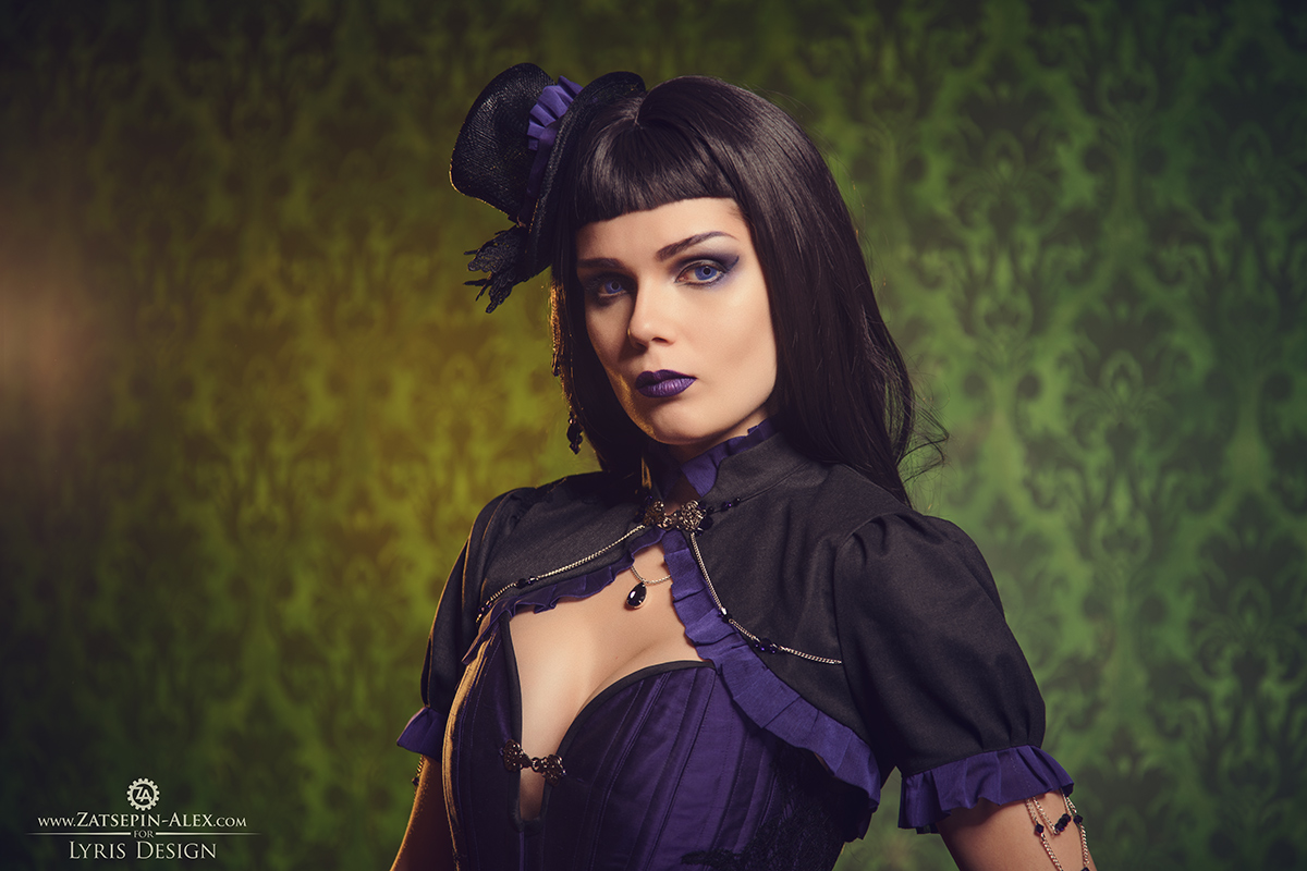 Elisanth gothic victorian steampunk purple black corset dress