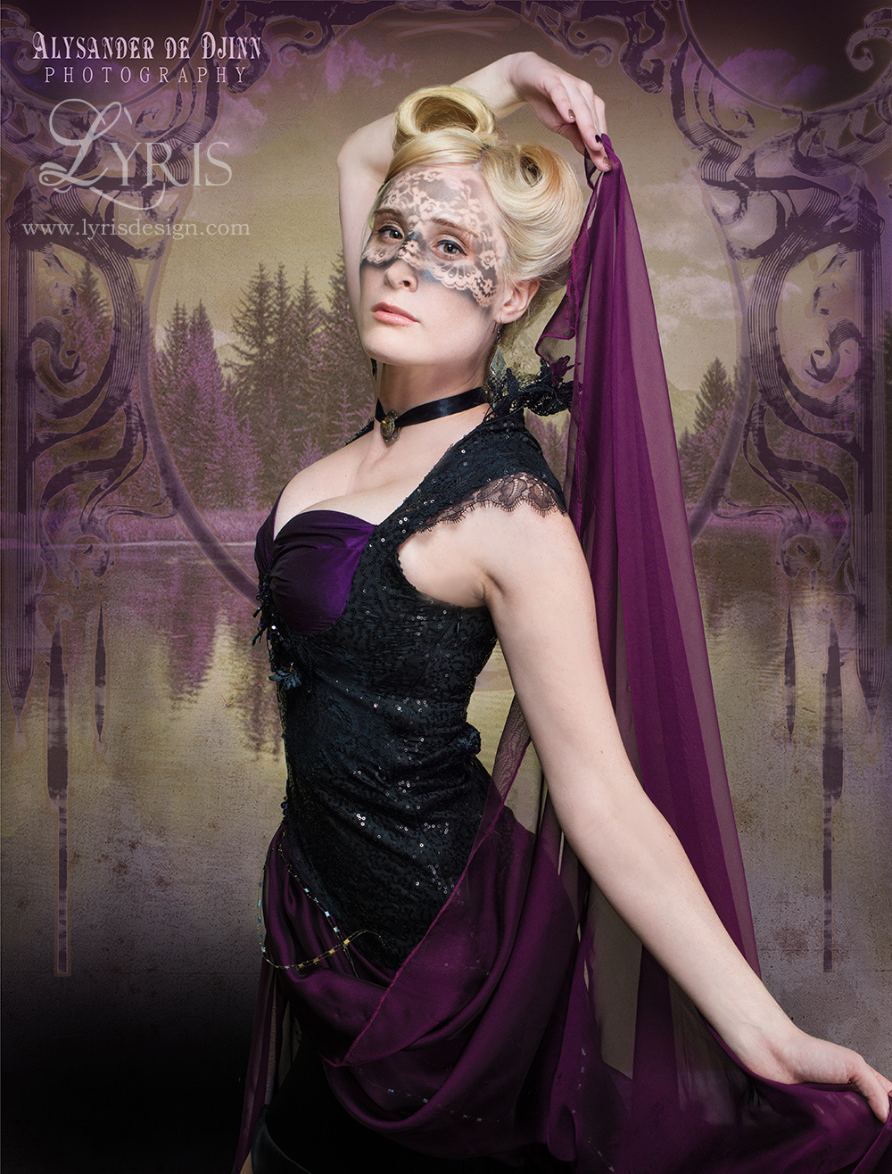 Black and purple gothic couture gown