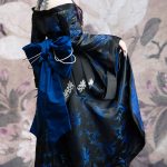 Black and blue cherry blossom gothic kimono and corset