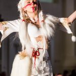 White kitsune fox druid tribal dress and corset