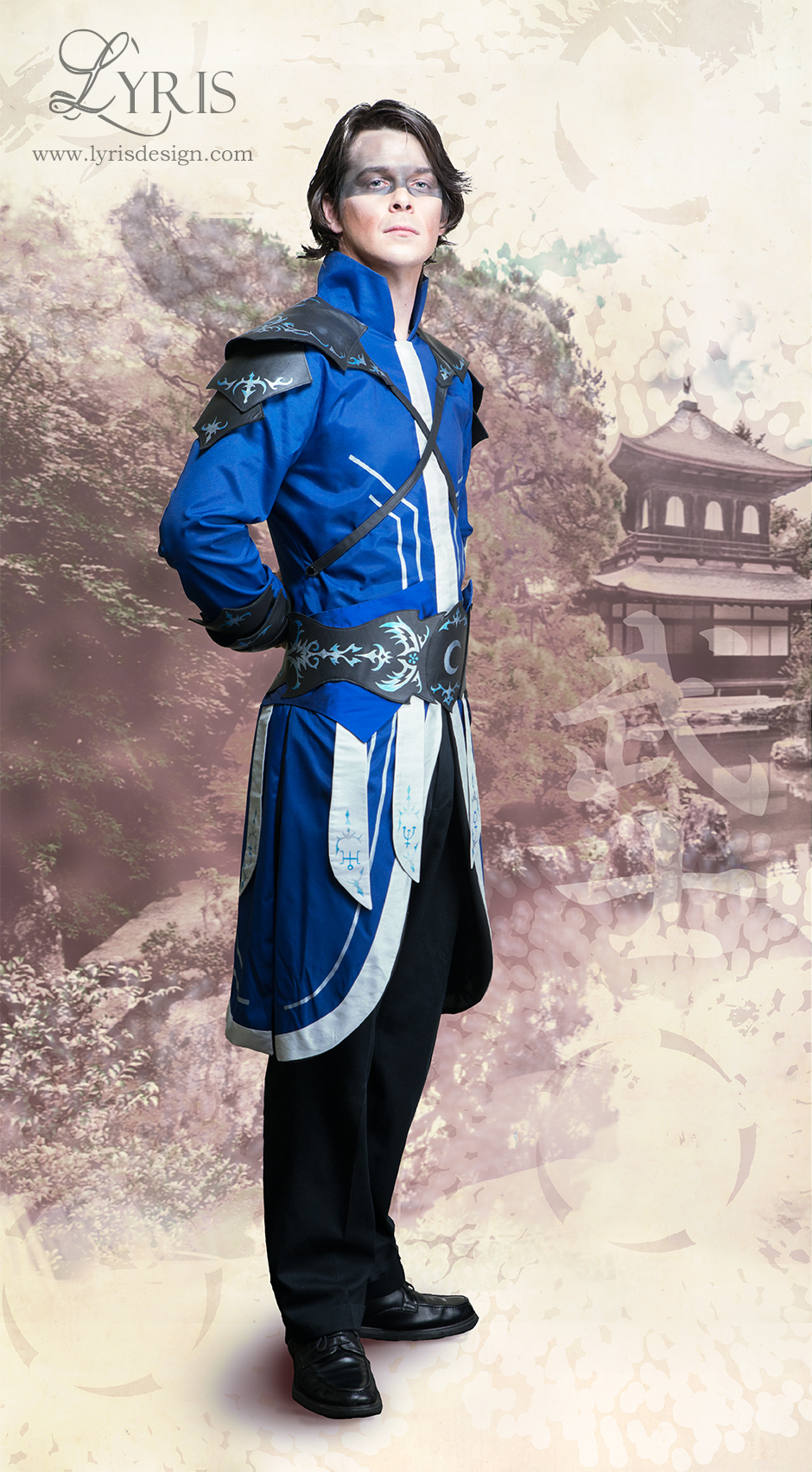 Corrin blue fantasy coat with black leather armour