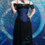 Vivien blue and black underbust corset and cherry blossom skirt
