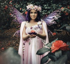 Fae fairy gown pink flowers spring dress