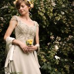 Beaded art nouveau wedding gown