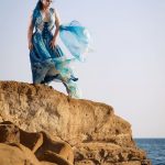 Ocean silk gown and corset