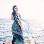 Ocean silk gown and corset