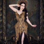 Black and gold corset gown